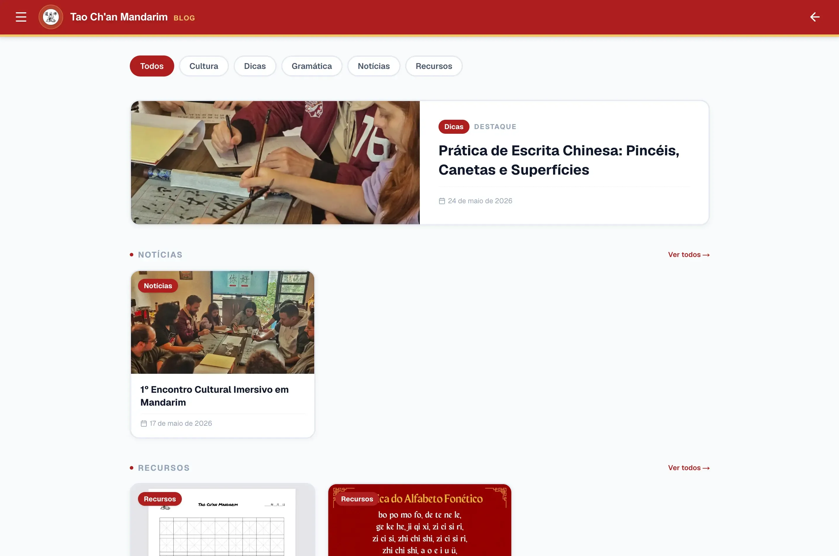 Central de publicações e artigos de aprofundamento linguístico e cultural.